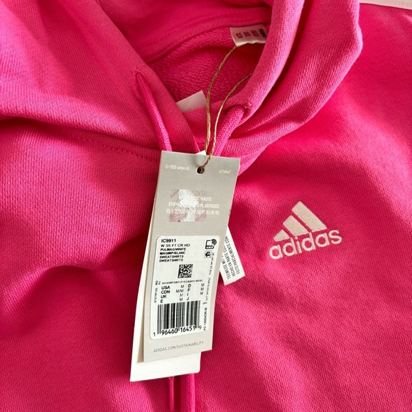 NWT Adidas Hot Pink Cotton Terry Hoodie - Picture 4 of 4